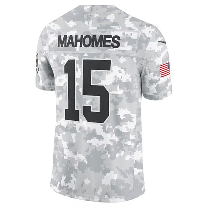 KC.Chiefs #15 Patrick Mahomes Arctic Camo 2024 Salute to Service Limited Stitched American Football Jerseys football jersey product view 1