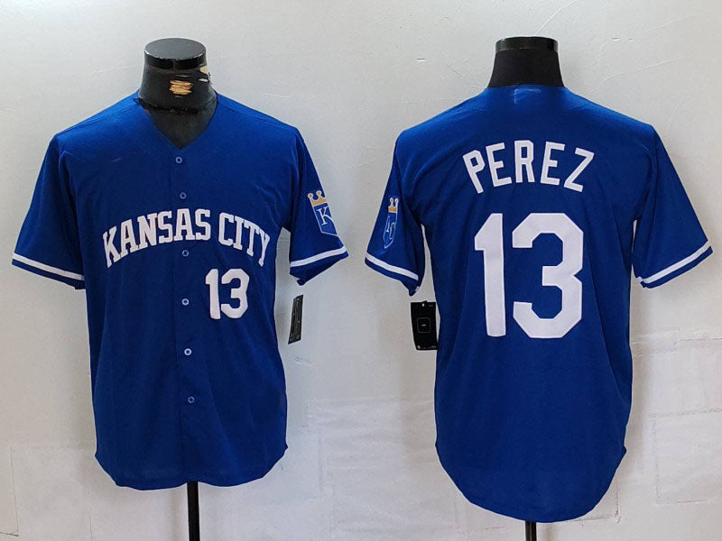 KC.Royals #13 Salvador Perez Player Royal Cool Base Stitched Baseball Jerseys baseball jersey product view 1