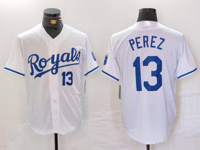 KC.Royals #13 Salvador Perez Player White Cool Base Stitched Baseball Jerseys baseball jersey product view 1