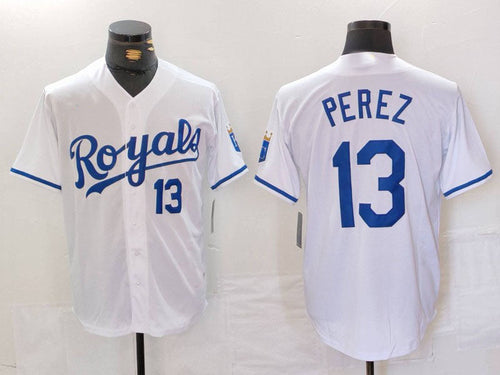 KC.Royals #13 Salvador Perez Player White Cool Base Stitched Baseball Jerseys baseball jersey product view 1