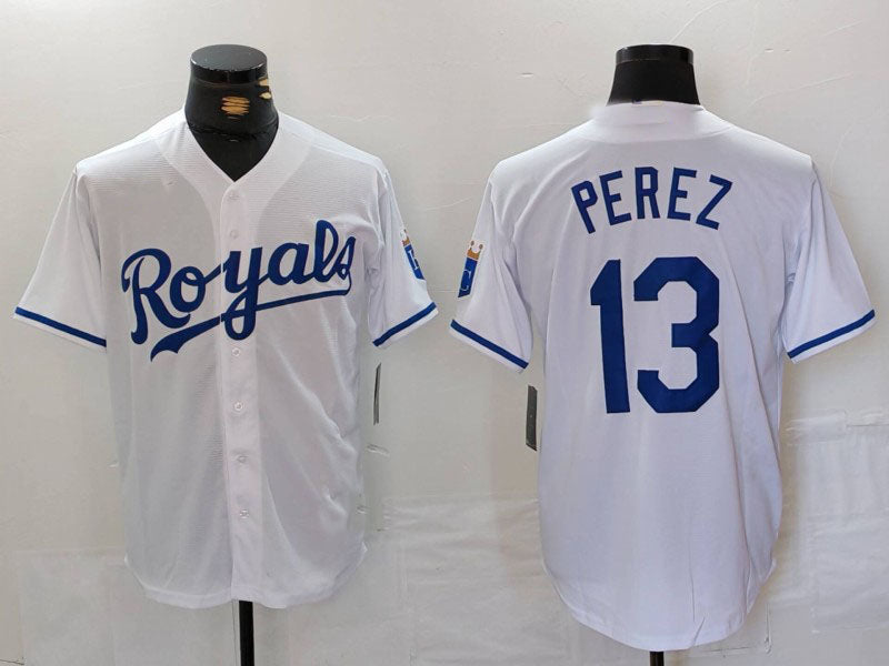 KC.Royals #13 Salvador Perez Player White Stitched Baseball Jerseys baseball jersey product view 1
