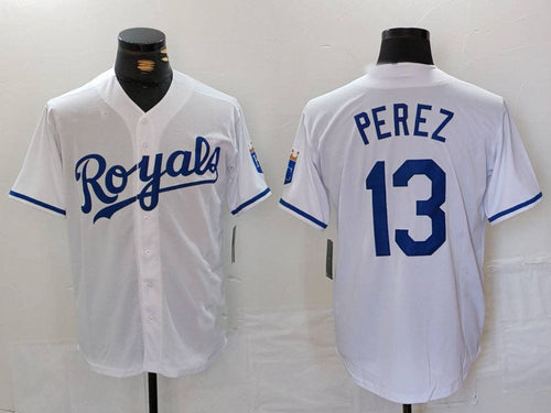 KC.Royals #13 Salvador Perez Player White Stitched Baseball Jerseys baseball jersey product view 1