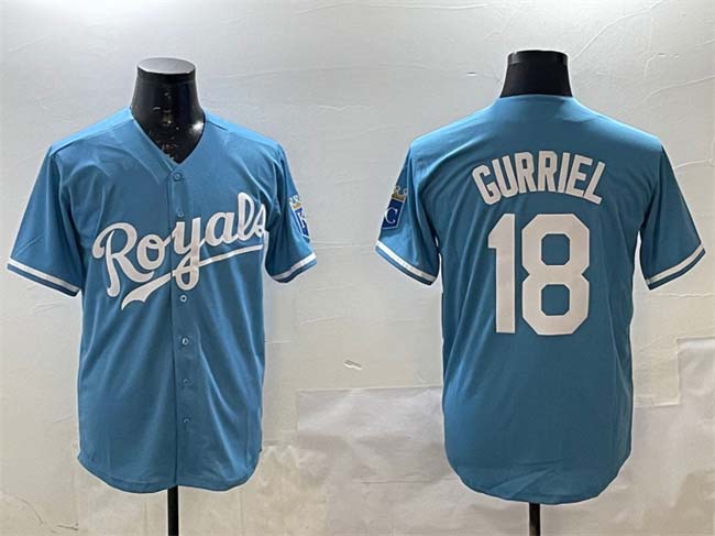KC.Royals #18 Yuli Gurriel Player Game Jersey Blue Cool Base Stitched Baseball Jerseys baseball jersey product view 1