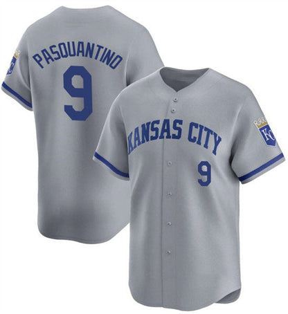 KC.Royals #9 Vinnie Pasquantino Player Gray Away Limited Stitched Baseball Jerseys baseball jersey product view 1