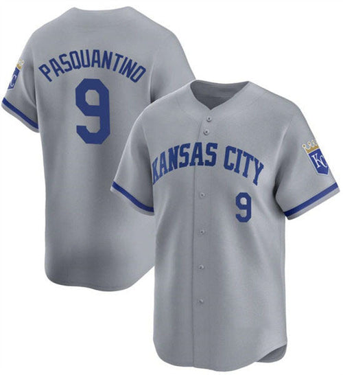 KC.Royals #9 Vinnie Pasquantino Player Gray Away Limited Stitched Baseball Jerseys baseball jersey product view 1