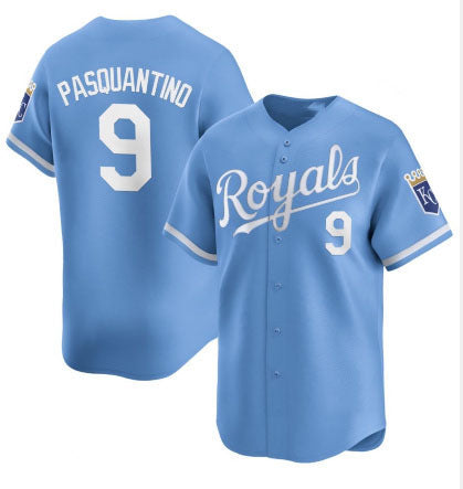 KC.Royals #9 Vinnie Pasquantino Player Light Blue Alternate Limited Stitched Baseball Jersey baseball jersey product view 1