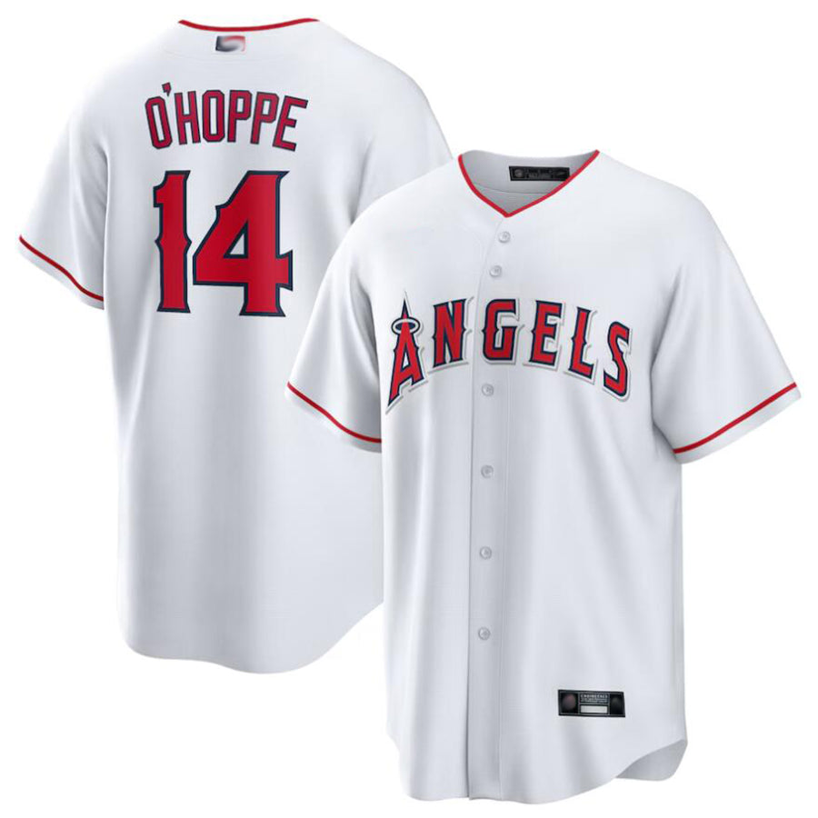 LA.Angels #14 Logan O'Hoppe Player White Home Replica Baseball Jerseys baseball jersey product view 1