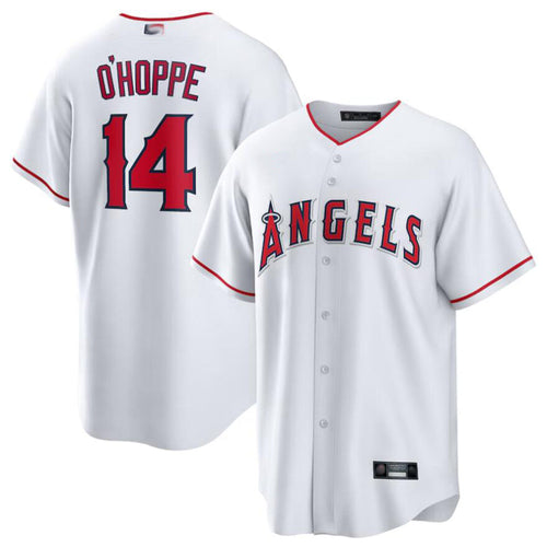LA.Angels #14 Logan O'Hoppe Player White Home Replica Baseball Jerseys baseball jersey product view 1