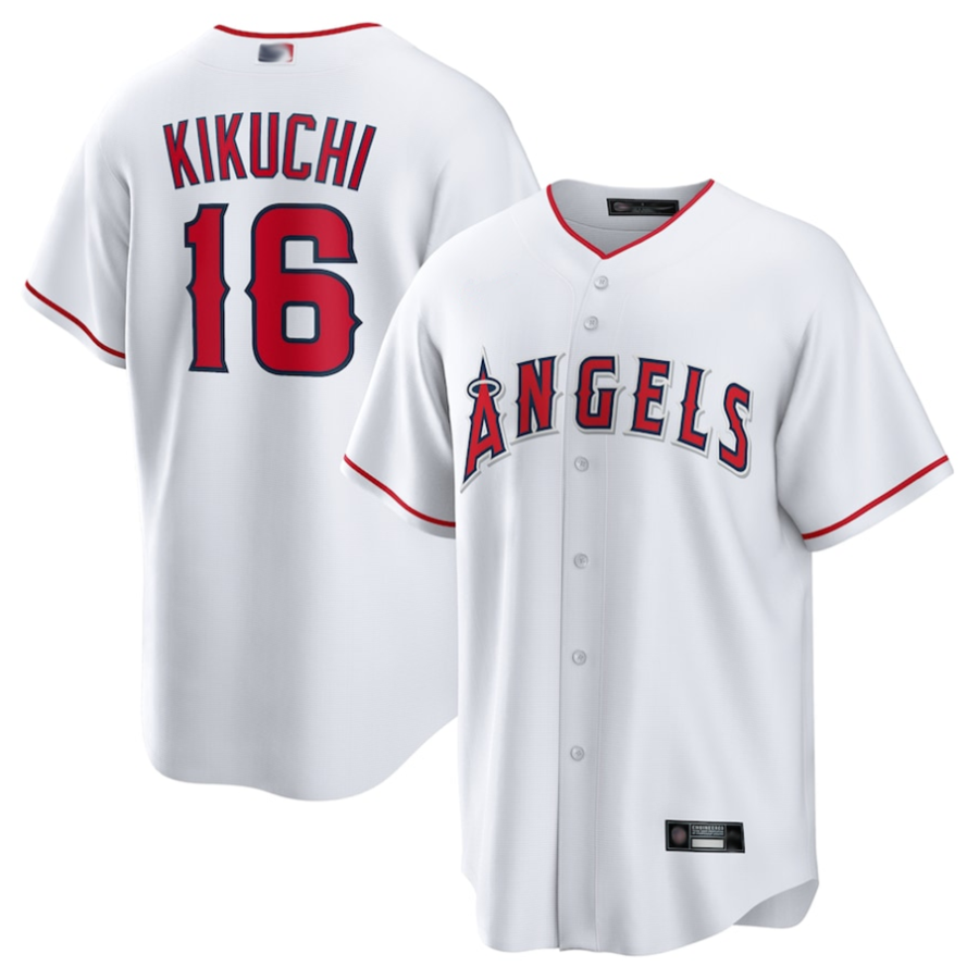 LA.Angels #16 Yusei Kikuchi Player White Home Replica Baseball Jerseys baseball jersey product view 1