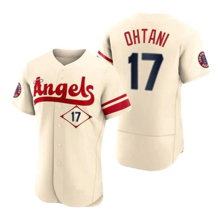 LA.Angels #17 Shohei Ohtani Player Cream Stitched City Connect Elite Baseball Jerseys baseball jersey product view 1
