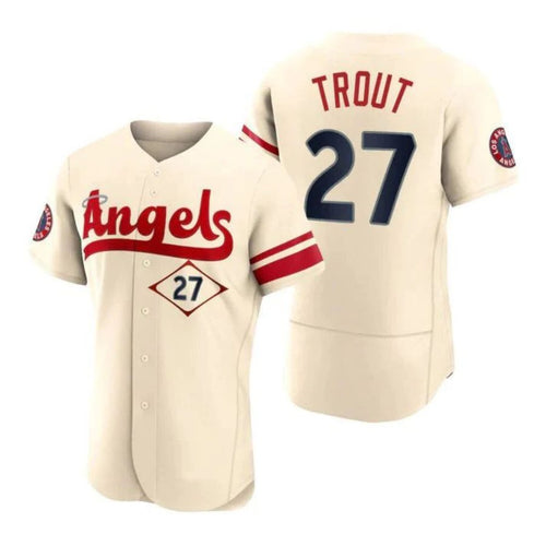 LA.Angels #27 Mike Trout Player Cream Stitched City Connect Elite Baseball Jerseys baseball jersey product view 1