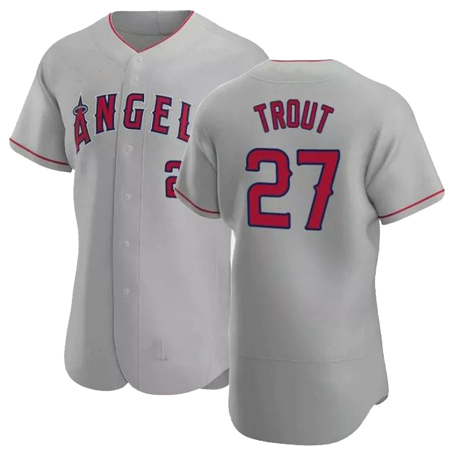 LA.Angels #27 Mike Trout Player Gray Road Elite Baseball Jerseys baseball jersey product view 1