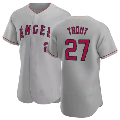LA.Angels #27 Mike Trout Player Gray Road Elite Baseball Jerseys baseball jersey product view 1