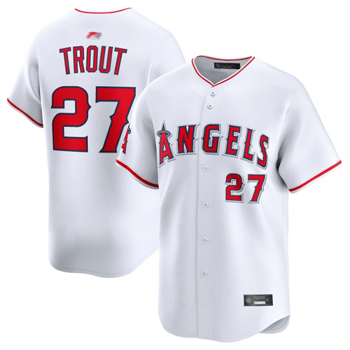 LA.Angels #27 Mike Trout Player White Home Limited Baseball Jerseys baseball jersey product view 1