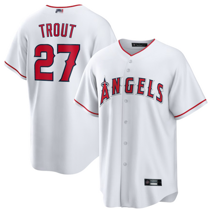 LA.Angels #27 Mike Trout Player White Home Replica Game Baseball Jerseys baseball jersey product view 1