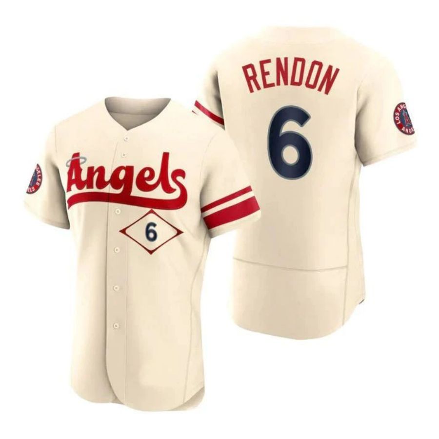 LA.Angels #6 Anthony Rendon Player Cream Stitched City Connect Baseball Jerseys baseball jersey product view 1
