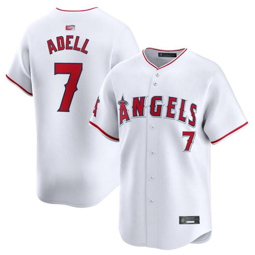 LA.Angels #7 Jo Adell Player White Home Limited Baseball Jerseys baseball jersey product view 1