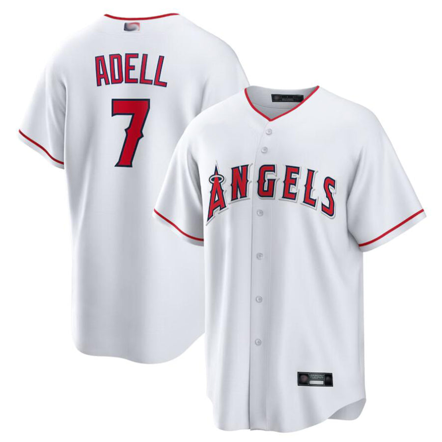 LA.Angels #7 Jo Adell Player White Home Replica Baseball Jerseys baseball jersey product view 1