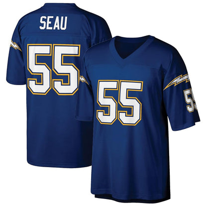 LA.Chargers #55 Junior Seau Player Mitchell & Ness Royal Legacy Replica Football Jerseys football jersey product view 1