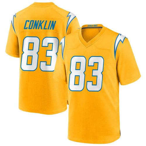 LA.Chargers #83 Tyler Conklin Player Gold Home Game Football Jerseys football jersey product view 1
