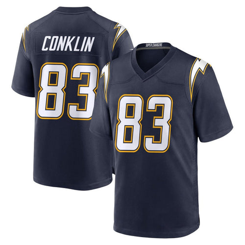LA.Chargers #83 Tyler Conklin Player Navy Alternate Game Football Jerseys football jersey product view 1