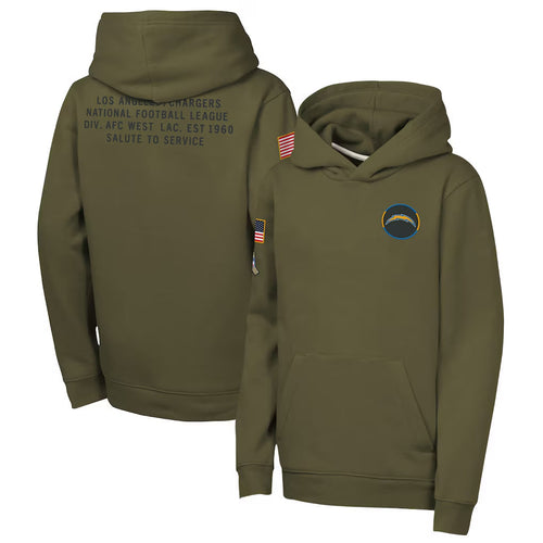LA.Chargers Player Olive Salute to Service Club Fleece Hoodie Football Jerseys football jersey product view 1