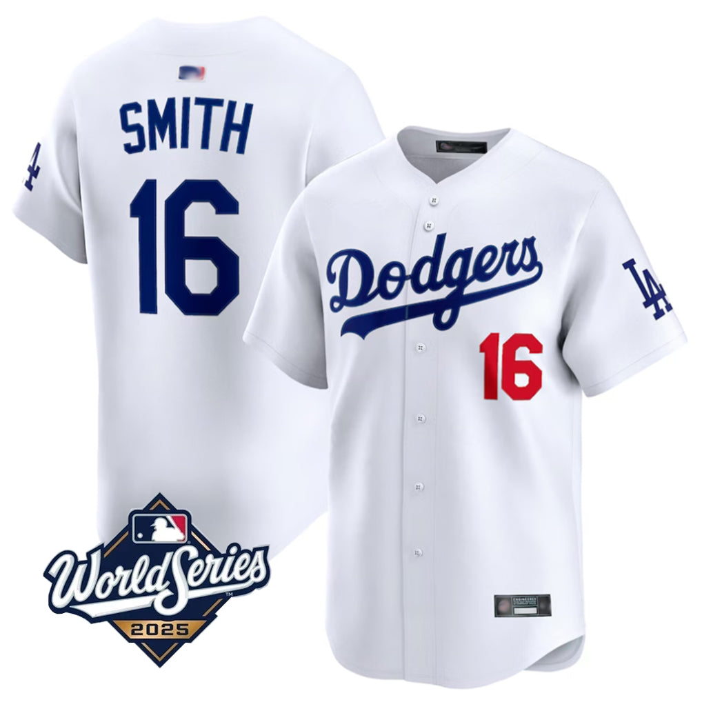LA.Dodgers #16 Will Smith Player 2025 World Series White Home Game Baseball Jerseys baseball jersey product view 1