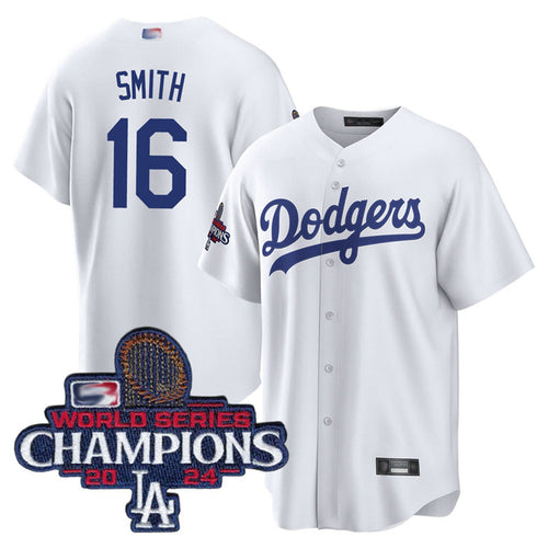 LA.Dodgers #16 Will Smith Player Home World Series Champions White Baseball Jerseys baseball jersey product view 1