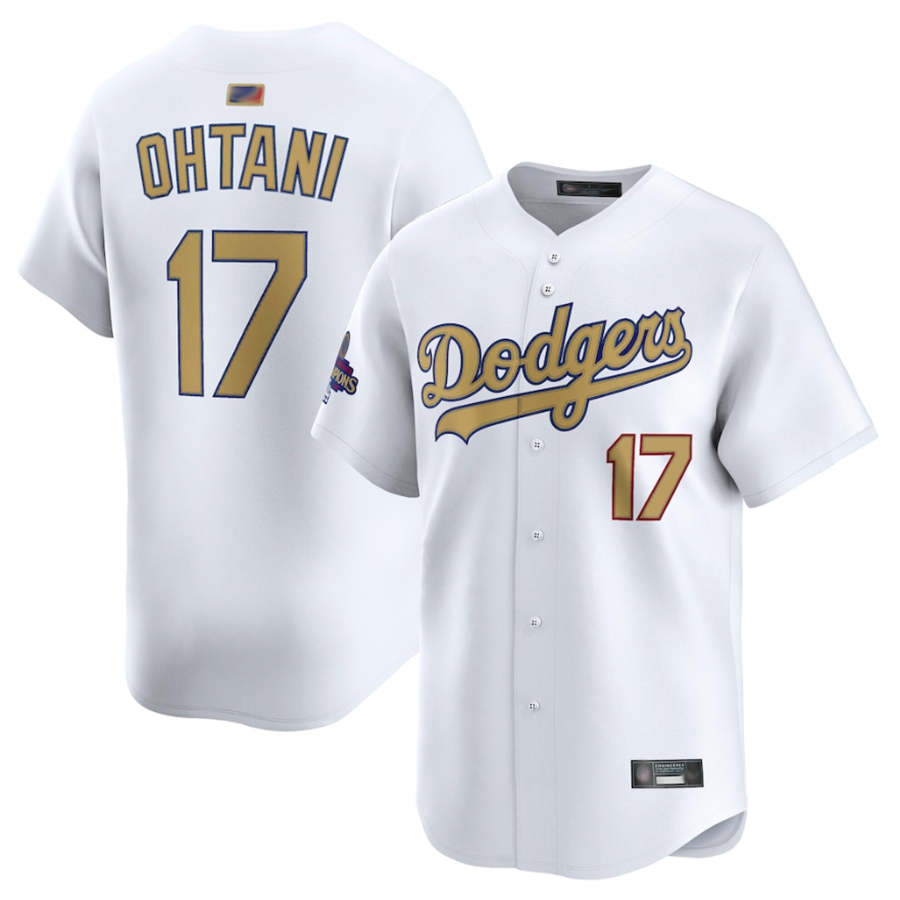 LA.Dodgers #17 Shohei Ohtani White Gold Collection Limited Player Baseball Jerseys baseball jersey product view 1