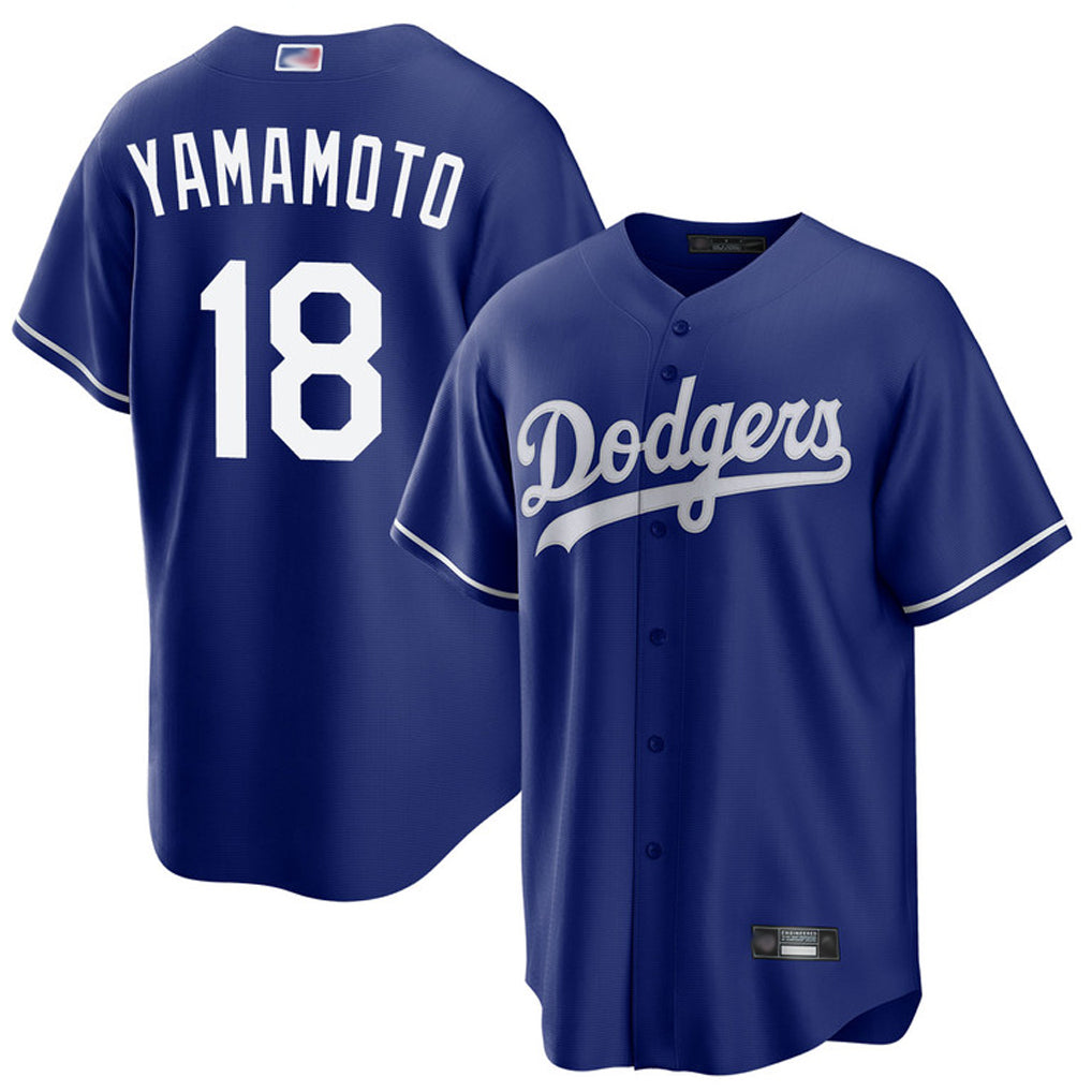 LA.Dodgers #18 Yoshinobu Yamamoto Royal Game Baseball Jerseys baseball jersey product view 1