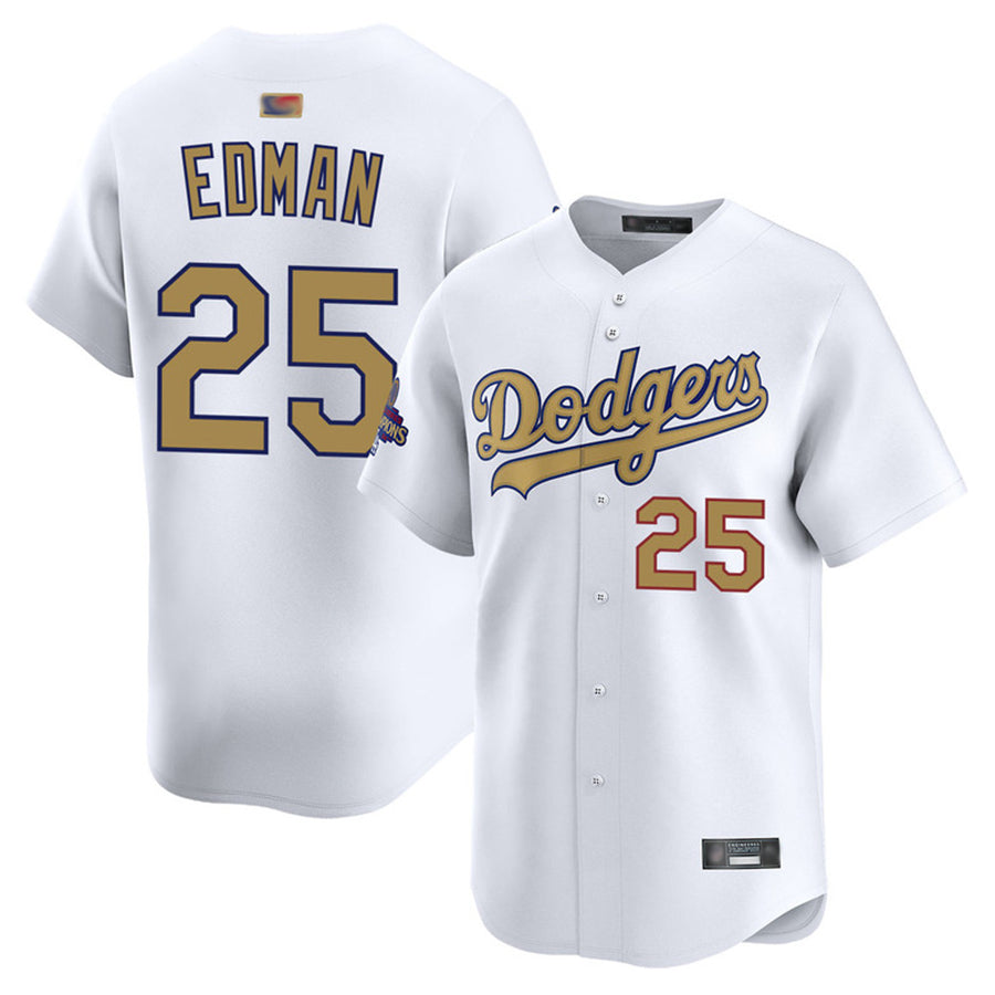 LA.Dodgers #25 Tommy Edman Player Home Gold Collection Limited Baseball Jerseys baseball jersey product view 1
