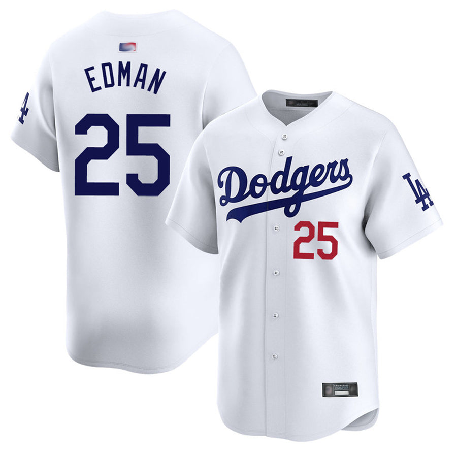 LA.Dodgers #25 Tommy Edman Player White Home Limited Baseball Jerseys baseball jersey product view 1