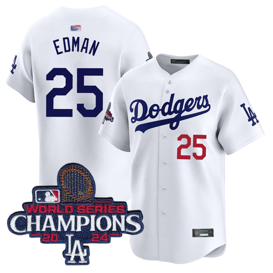 LA.Dodgers #25 Tommy Edman Player White Home Limited World Series Champions Baseball Jerseys baseball jersey product view 1