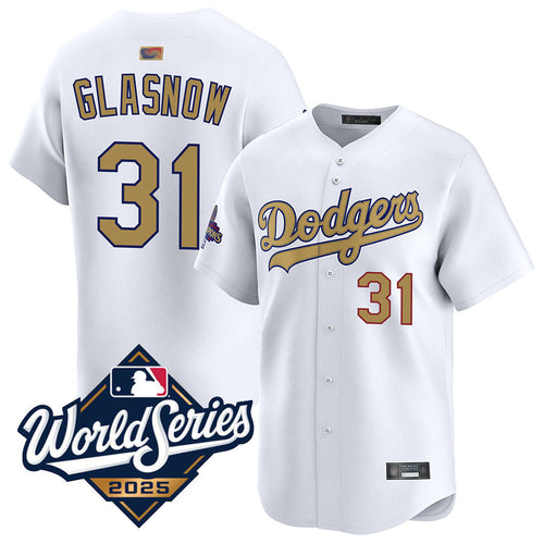 LA.Dodgers #31 Tyler Glasnow Player Gold Home Limited World Series Baseball Jerseys baseball jersey product view 1