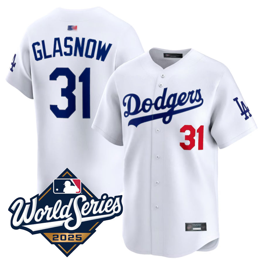 LA.Dodgers #31 Tyler Glasnow Player White Home Limited World Series Baseball Jerseys baseball jersey product view 1