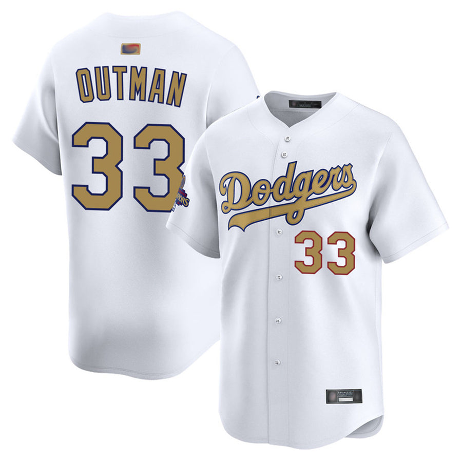 LA.Dodgers #33 James Outman Player Home Gold Collection Limited Baseball Jerseys baseball jersey product view 1
