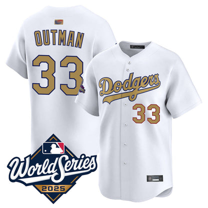 LA.Dodgers #33 James Outman Player Home Gold Collection Limited World Series Baseball Jerseys baseball jersey product view 1