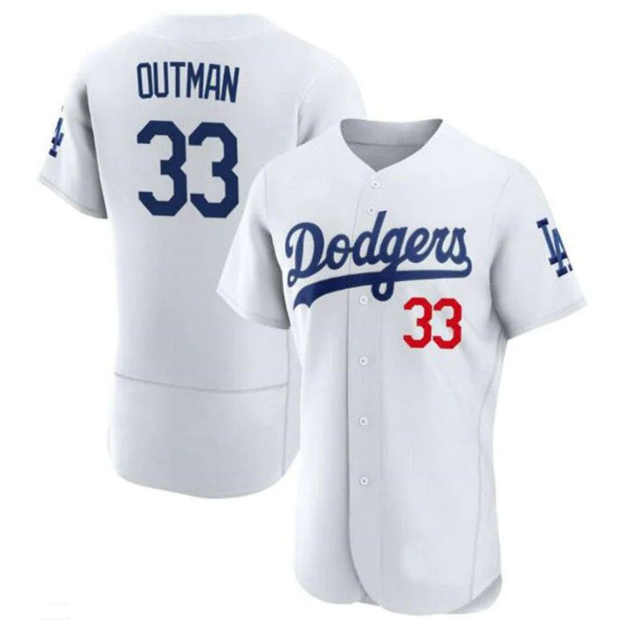 LA.Dodgers #33 James Outman Player White Home Elite Baseball Jerseys baseball jersey product view 1