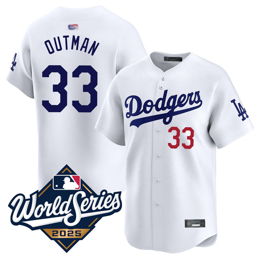 LA.Dodgers #33 James Outman Player White Home Limited World Series Baseball Jerseys baseball jersey product view 1
