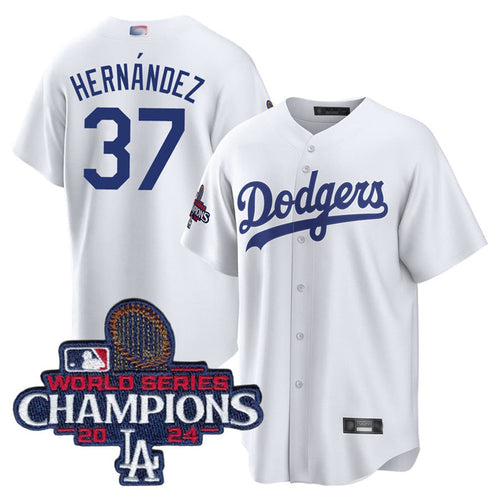 LA.Dodgers #37 Teoscar Hernandez Player Home World Series Champions White Baseball Jerseys baseball jersey product view 1