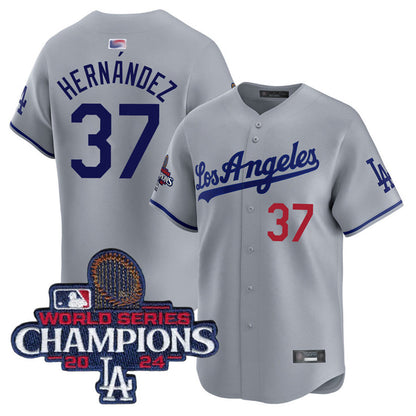 LA.Dodgers #37 Teoscar Hernandez Player Road Limited World Series Champions Baseball Jerseys baseball jersey product view 1