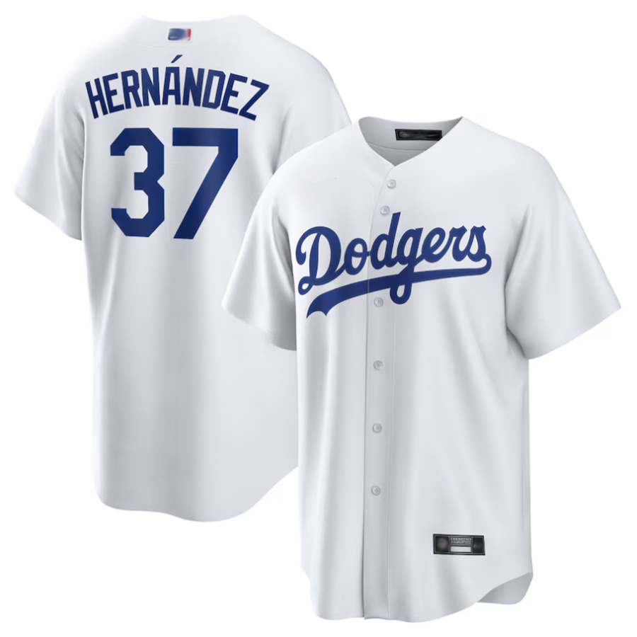 LA.Dodgers #37 Teoscar Hernandez Player White Home Replica Baseball Jerseys baseball jersey product view 1