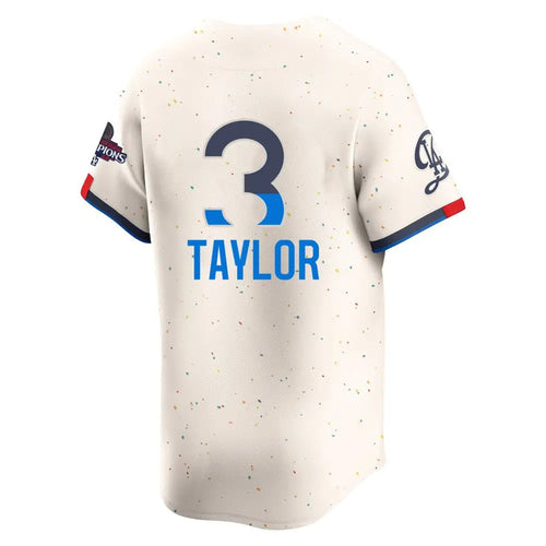 LA.Dodgers #3 Chris Taylor Player Cream Limited City Connect World Series Baseball Jerseys baseball jersey product view 1