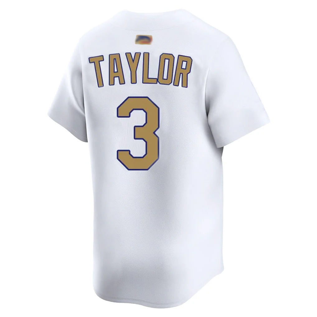 LA.Dodgers #3 Chris Taylor Player Gold Limited White Collection Baseball Jerseys baseball jersey product view 1