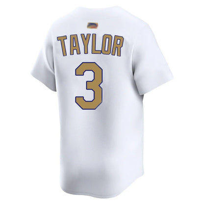 LA.Dodgers #3 Chris Taylor Player Gold Limited White Collection Baseball Jerseys baseball jersey product view 1