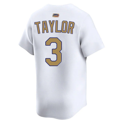 LA.Dodgers #3 Chris Taylor Player Gold Limited White Collection Baseball Jerseys baseball jersey product view 1