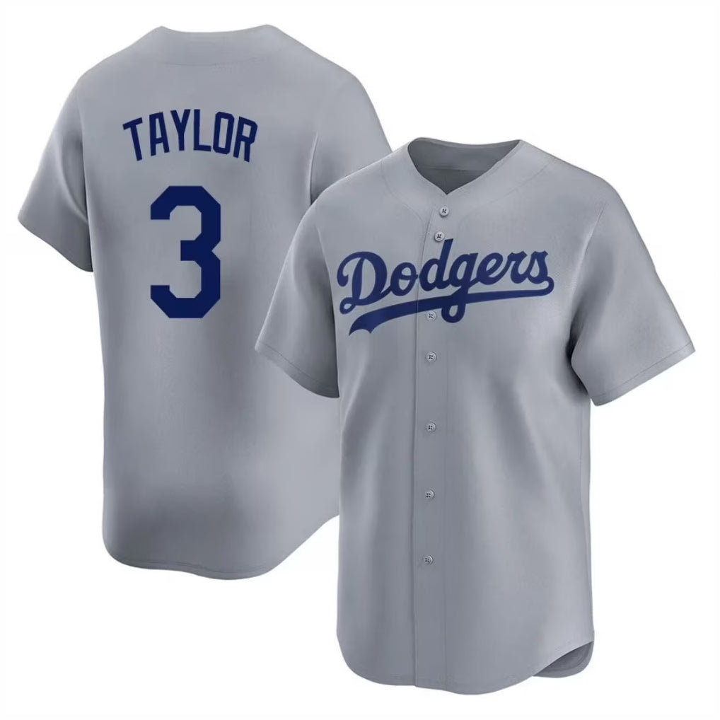 LA.Dodgers #3 Chris Taylor Player Gray Home Game Baseball Jerseys baseball jersey product view 1