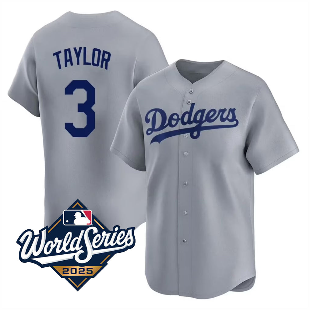 LA.Dodgers #3 Chris Taylor Player Gray Home Game World Series Baseball Jerseys baseball jersey product view 1