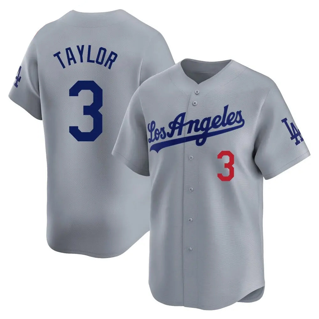 LA.Dodgers #3 Chris Taylor Player Gray Limited Game Baseball Jerseys baseball jersey product view 1