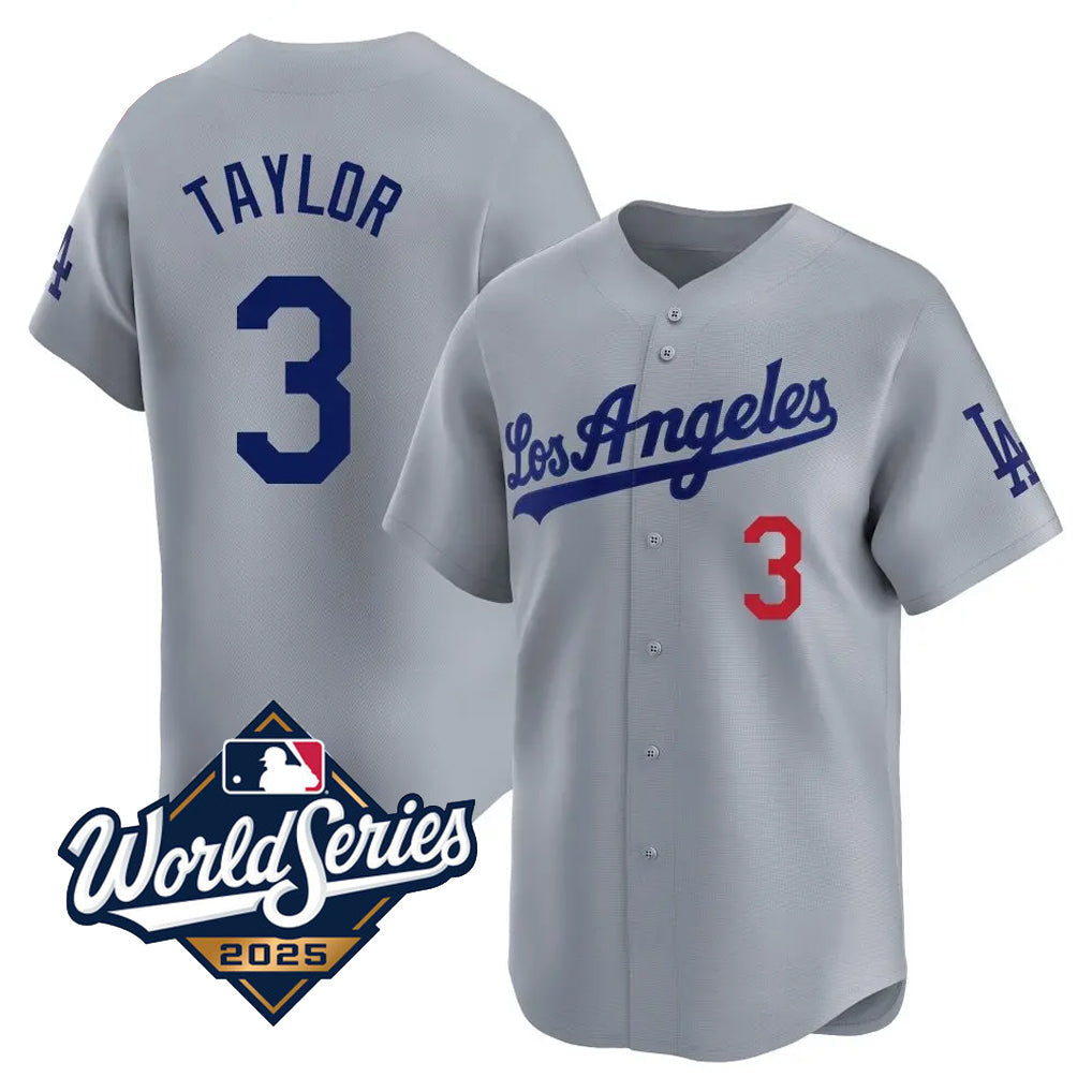LA.Dodgers #3 Chris Taylor Player Gray Limited Game World Series Baseball Jerseys baseball jersey product view 1